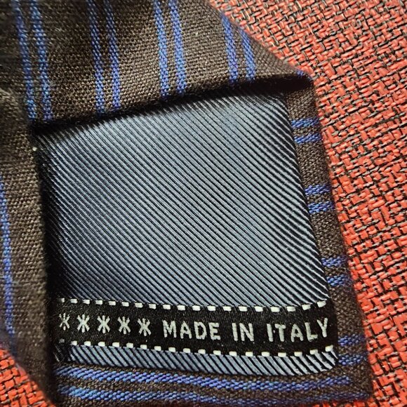 Ermenegildo Zegna Brown & Blue Striped Silk-Cashmere Tie Made In Italy Designer - Picture 4 of 7